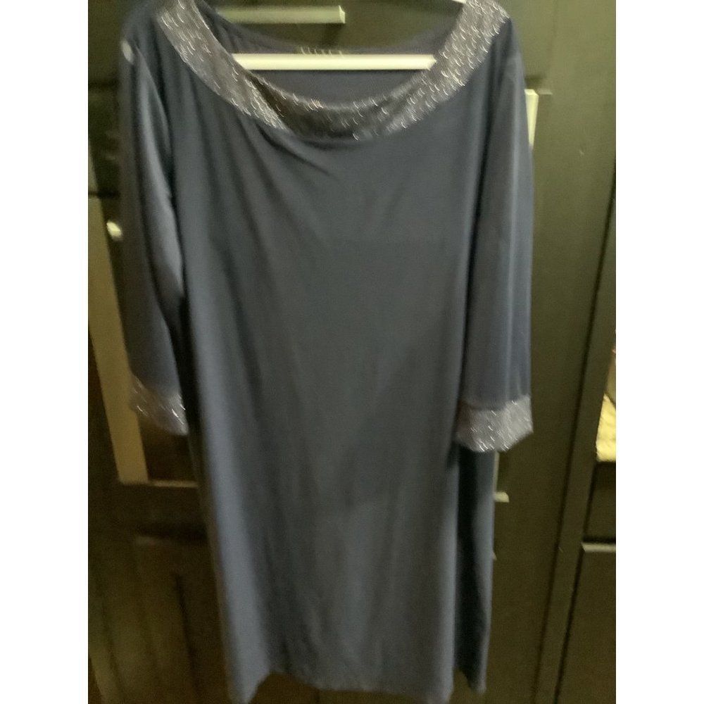Navy Dress with Sheer Sleeves  Sz 2X   NWOT